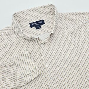 Mizzen+Main Leeward Trim Fit Dress Shirt XL White Tan Polka Dot Blue Stripe
